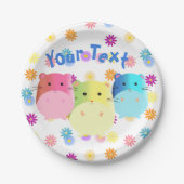Triple Cute Kawaii Hamsters Custom Papieren Bordje (Voorkant)