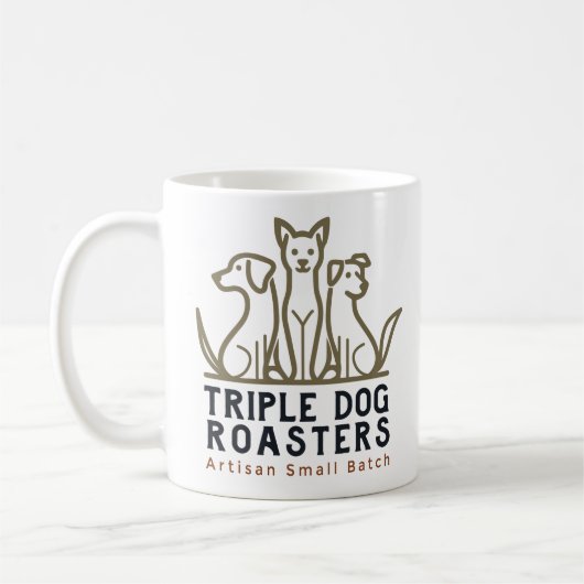 Triple Dog Roasters Witte Mok (Links)