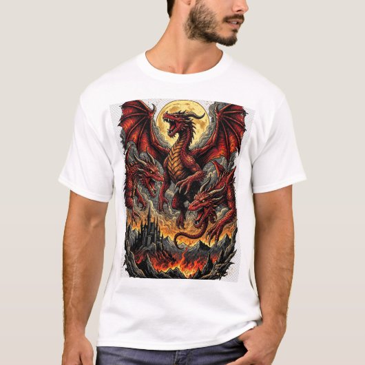 Triple Dragon Moon Fantasy T-shirt (Voorkant)