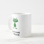 Triple Eye We komen in vrede groen Koffiemok (Voorkant links)