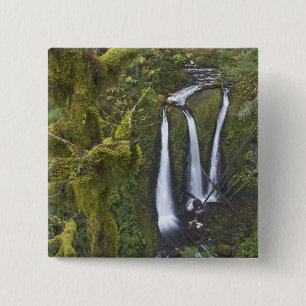 Triple Falls, Columbia River Gorge Vierkante Button 5,1 Cm