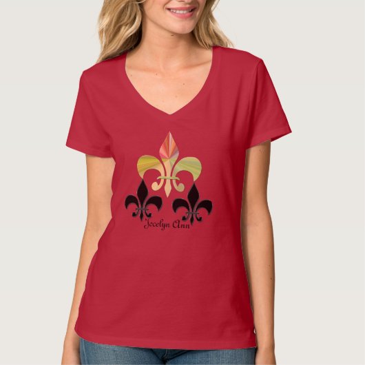 Triple Fleur-de-Lis (gepersonaliseerd) T-shirt (Voorkant)