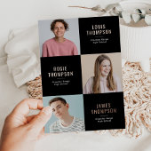 Triple Foto 3 Afstudeerder Roos Gold Graduparty Folie Uitnodiging