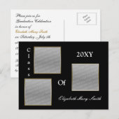 TRIPLE FOTO gouden Afstuderen uitnodiging (Voorkant / Achterkant)