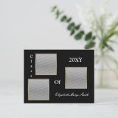 TRIPLE FOTO gouden Afstuderen uitnodiging (Staand voorkant)