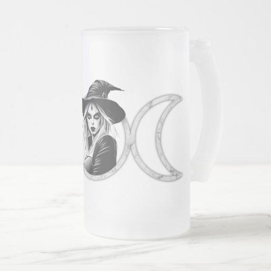Triple Goddess - 16 oz Frosted Glass Beer Mok (Voorkant rechts)