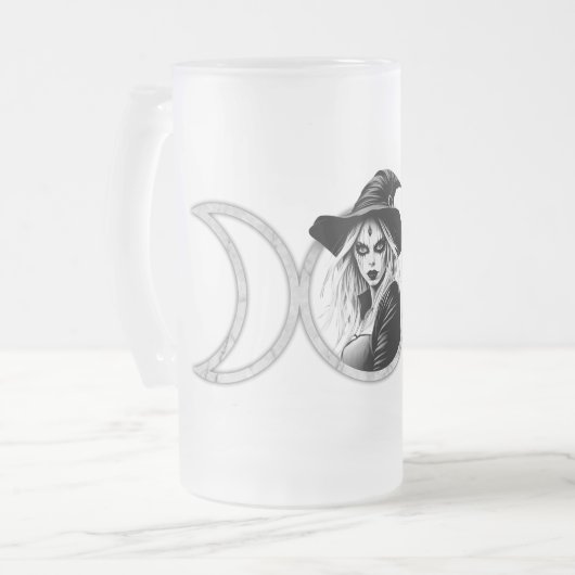 Triple Goddess - 16 oz Frosted Glass Beer Mok (Voorkant links)