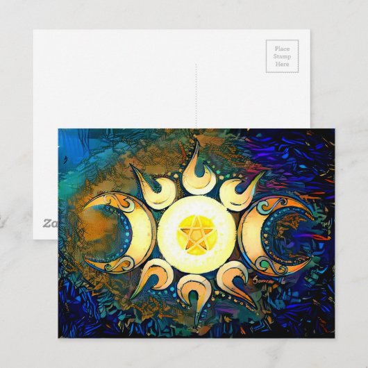 Triple Goddess Crowned - Divine Union Briefkaart (Voorkant / Achterkant)