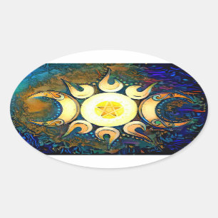 Triple Goddess Crowned - Divine Union Ovale Sticker