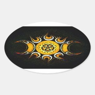 Triple Goddess Crowned - Donker Ovale Sticker