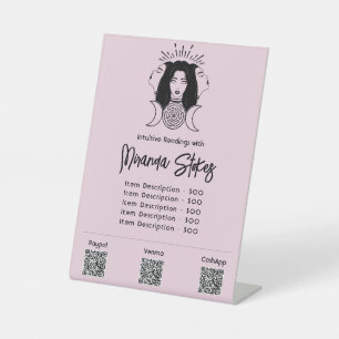 Triple Goddess Hecate Zwart & Roze Prijslijst Reclamebord Met Voetstuk