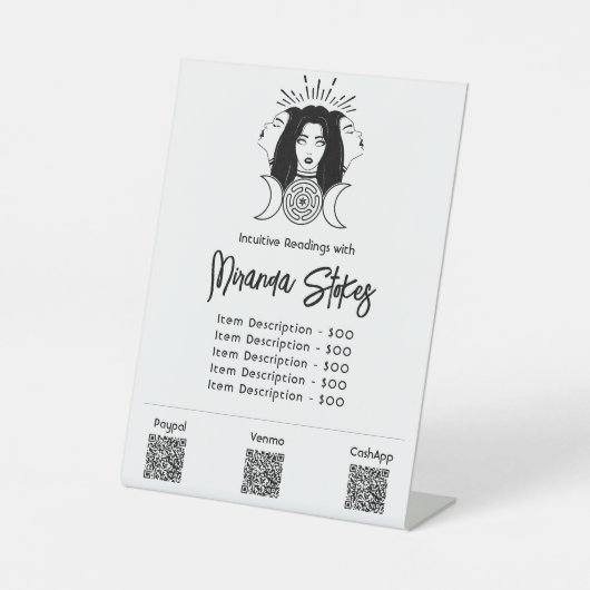Triple Goddess Hecate Zwart & Wit Prijslijst Reclamebord Met Voetstuk (Voorkant)