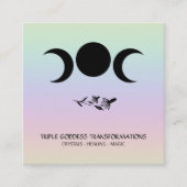 *~* Triple Goddess Luna Moon Magic Boho Rainbow Vierkante Visitekaartje (Voorkant)
