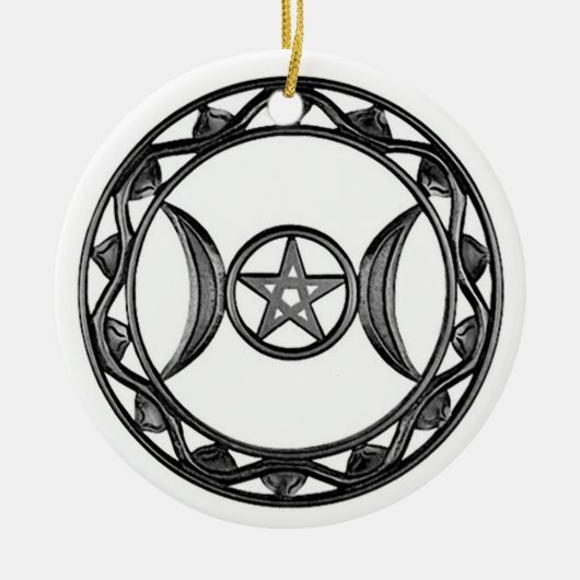 Triple Goddess met Pentagram Keramisch Ornament (Voorkant)