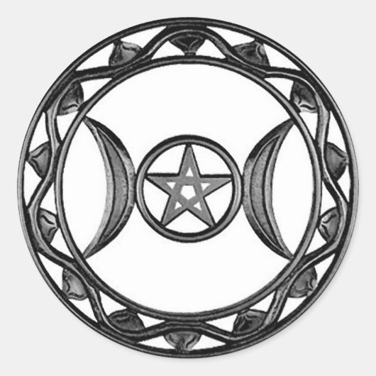 Triple Goddess met Pentagram Ronde Sticker (Voorkant)