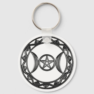 Triple Goddess met Pentagram Sleutelhanger
