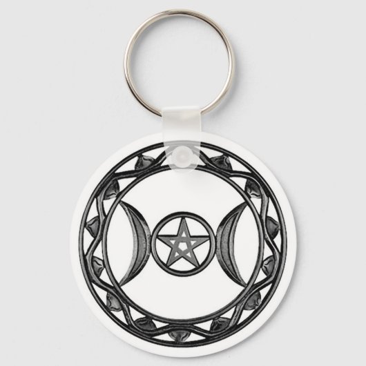 Triple Goddess met Pentagram Sleutelhanger (Voorkant)