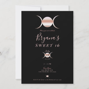 Triple Goddess Moon Cycle Pink & Black Sweet 16 Kaart