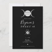 Triple Goddess Moon Cycle Silver & Black Sweet 16 Kaart (Voorkant)