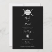 Triple Goddess Moon Cycle Silver & Black Wedding Kaart (Voorkant)