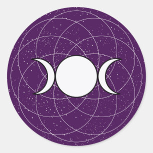 Triple Goddess Moon Ronde Sticker
