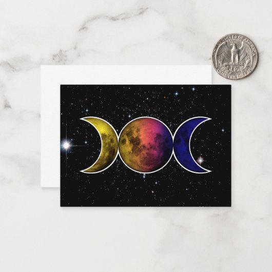 Triple Goddess Moon symbool Notitiekaartje (Voorkant / Achterkant in situ)