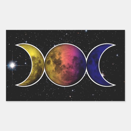 Triple Goddess Moon symbool Rechthoekige Sticker (Voorkant)