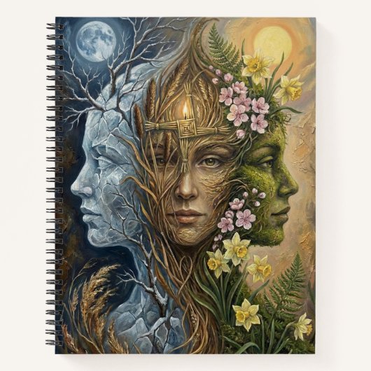 Triple Goddess Winter to Spring Imbolc Fantasy Art Notitieboek (Voorkant)