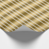Triple Gold en White Stripes Pattern Cadeaupapier (Hoek)