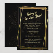 Triple Gold Frame New Year's Eve Party Kaart (Voorkant / Achterkant)