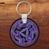 Triple Hare, het symbool Drie hazen in Paars Sleutelhanger (Voorkant)