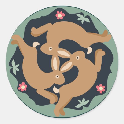 Triple Hare Ronde Sticker (Voorkant)