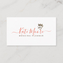 Triple Hearts Crown Script Wedding Planner Visitekaartje