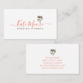 Triple Hearts Crown Script Wedding Planner Visitekaartje (Voorkant / Achterkant)