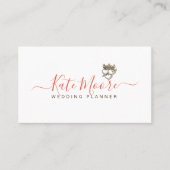 Triple Hearts Crown Script Wedding Planner Visitekaartje (Voorkant)