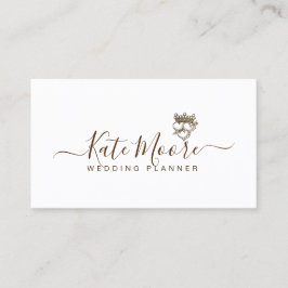 Triple Hearts en Crown Script Wedding Planner Visitekaartje