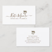 Triple Hearts en Crown Script Wedding Planner Visitekaartje (Voorkant / Achterkant)