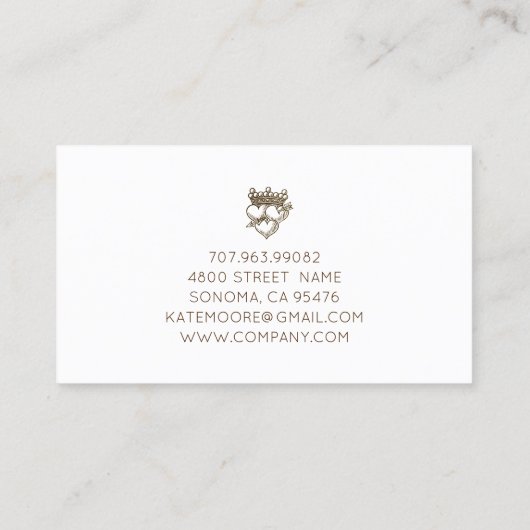 Triple Hearts en Crown Script Wedding Planner Visitekaartje (Achterkant)