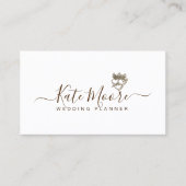 Triple Hearts en Crown Script Wedding Planner Visitekaartje (Voorkant)