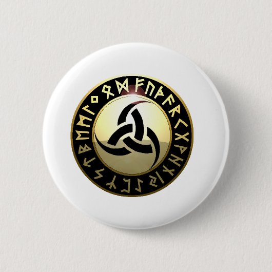 Triple Horn van Odin Ronde Button 5,7 Cm (Voorkant)