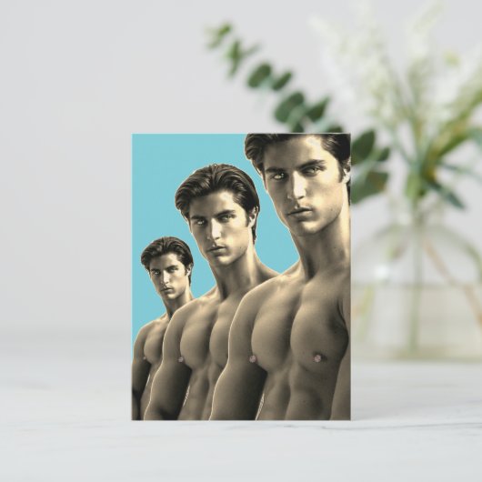 Triple Hunks Briefkaart (Staand voorkant)