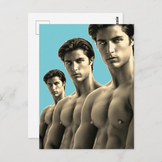 Triple Hunks Briefkaart (Voorkant / Achterkant)