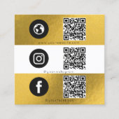 Triple Icon & QR Code Business Social Media Gold Vierkante Visitekaartje (Voorkant)