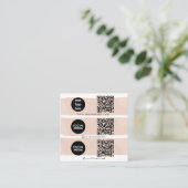Triple Icon QR Code Social Media Logo Blush Pink Vierkante Visitekaartje (Staand voorkant)