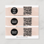 Triple Icon QR Code Social Media Logo Blush Pink Vierkante Visitekaartje (Voorkant)