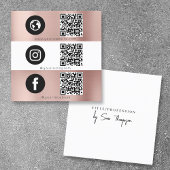 Triple Icon QR Code Social Media Roos Goud Vierkante Visitekaartje