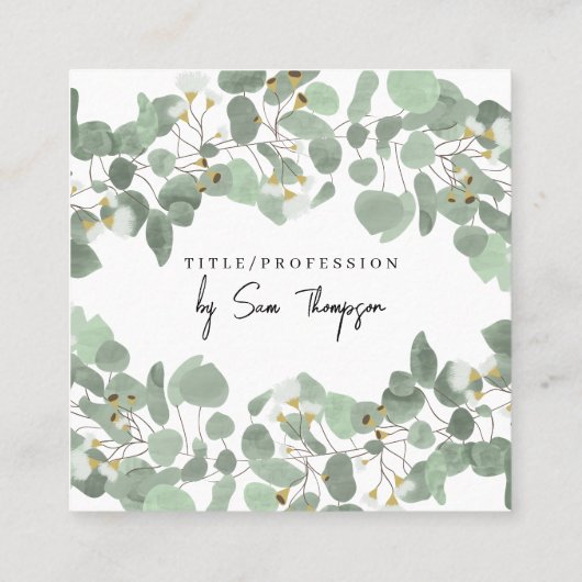 Triple Icon QR Code Sociale Media Eucalyptus Contactkaartje (Achterkant)