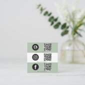 Triple Icon QR Code Sociale Media Eucalyptus Contactkaartje (Staand voorkant)