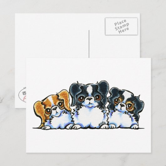 Triple Japanse Chin Briefkaart (Voorkant / Achterkant)