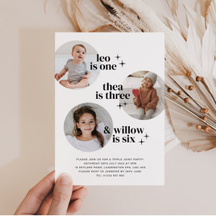 Triple Joint Birthday Invitation with Arches Kaart